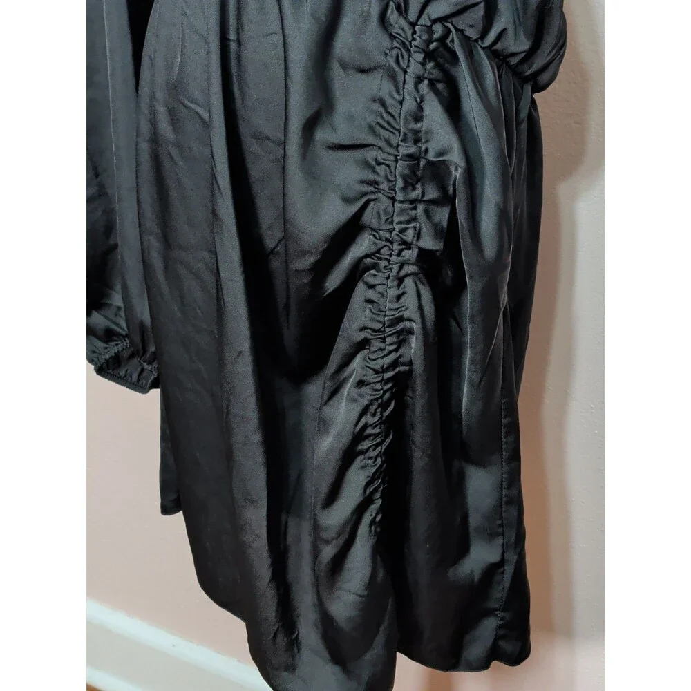 Plus Size Satin One Shoulder Mini Dress Womens Size 18 Black Ruched Sexy - Picture 4 of 13